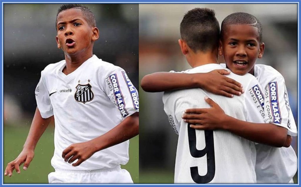 Angelo, during his time with Santos FC Youth. He displays his unwavering determination, standing up against São Paulo rivals who targeted him and his teammates out of envy. Source: Instagram/angelogabriel.