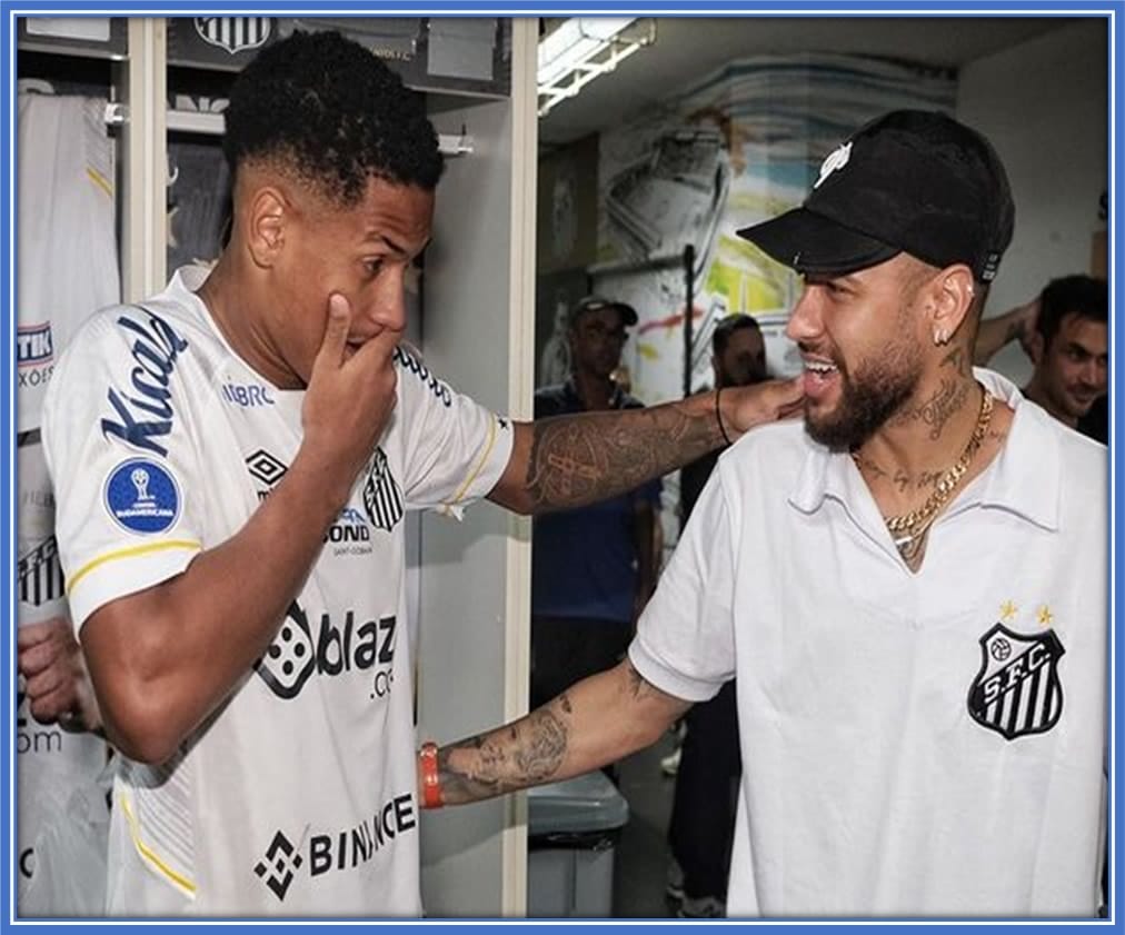 Starstruck Moment: Angelo's awe-inspiring encounter with Neymar, mirrored in his wide-eyed admiration and disbelief. Credit: Instagram/angelogabriel.