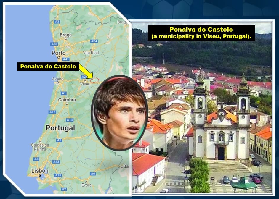 Map highlighting Antonio Silva's roots: From his birthplace in Viseu to his family's home in Penalva do Castelo. Credit: GoogleMap, DioceseDeViseu PT.