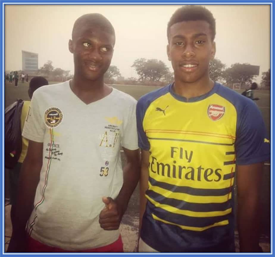 A young 16-year-old Terem Moffi at the national team's training camp alongside Alex Iwobi. Credit: Instagram/moffigram_/