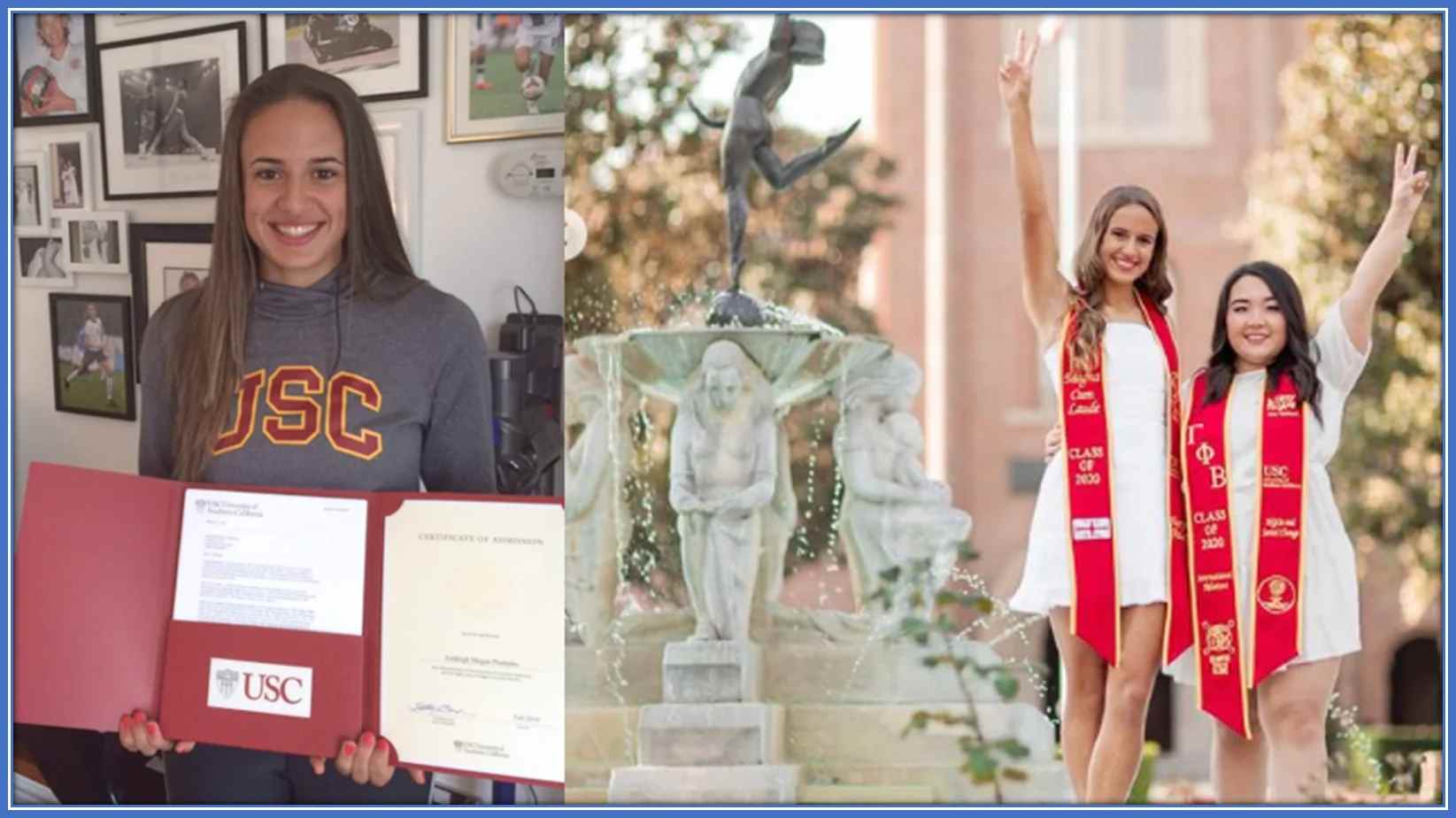 Ashleigh Plumptre Education - Her pix at Sophomore and then at graduation, to the right from USC. Credits: Instagram/ashleighhplumptre.