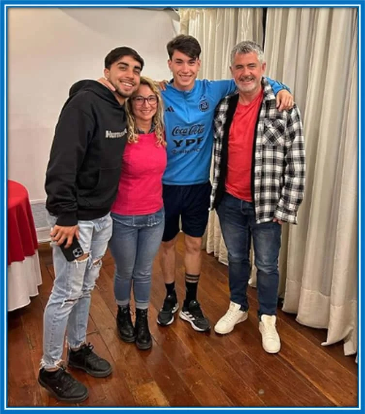 Matias Soule with His Family: From left to right - Brother (Agustin Malvano), Mother (Virginia Malvano, Matias, and Father (Nestor Soule). Photo Source: Instagram/@virginiamalvano.