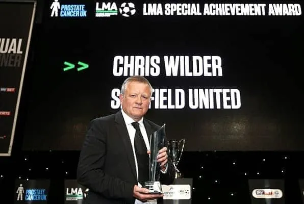 Chris Wilder was holding on to his LMA Manager of the Year- 2018–19 award.