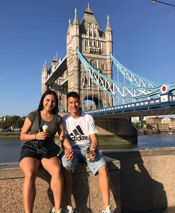 Gabriel Martinelli and Girlfriend at London's Tower Bridge.