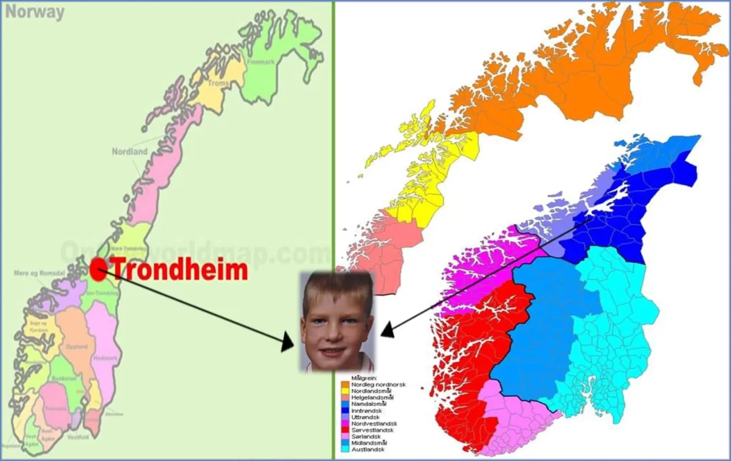 This map explains Sorloth's origins. He most likely hails from the region of Norway dominated by Inntrondsk ethnicity.