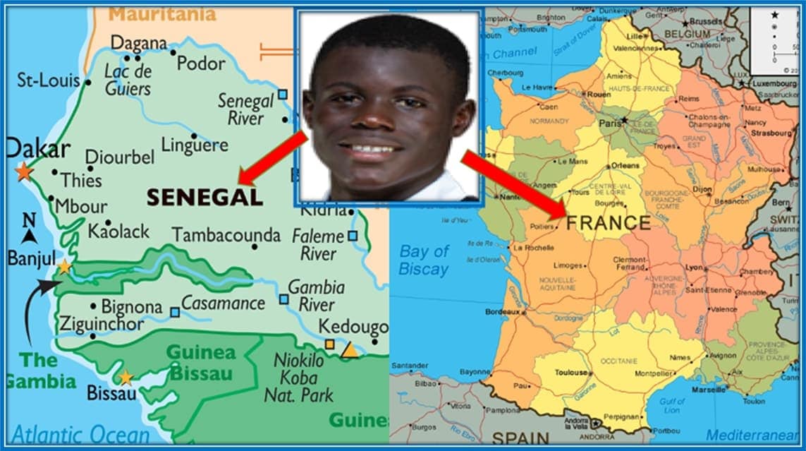 This map explains Malang Sarr's Family Origin.