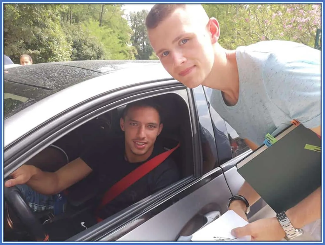 Certainly, he is not a footballer who chooses to display his wealth through his car. As noticed here, the Algerian midfielder drives what looks like an average car.