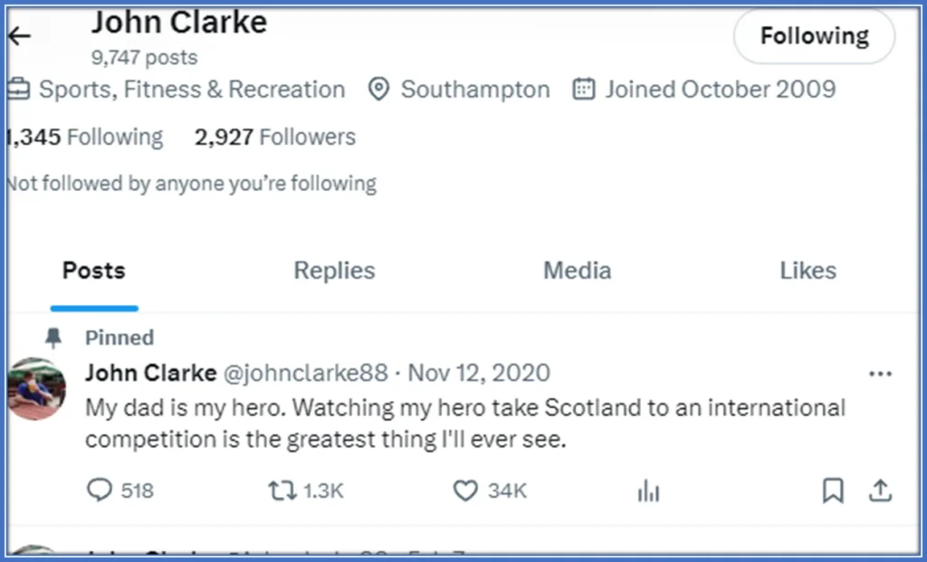 A screenshot capturing John Clarke's Twitter Update. Photo Credit: Twitter.com/johnclarke88/