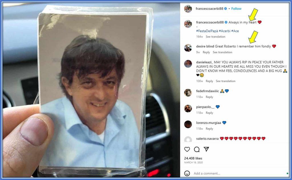 Memories of his late Dad resonate, especially on his heavenly birthday. Photo: Instagram/francescoacerbi88.