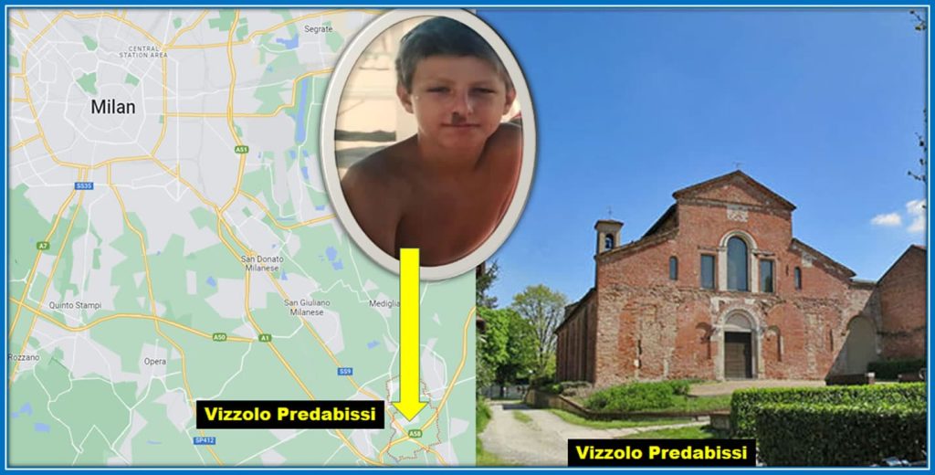 Francesco Acerbi, the resilient Italian defender and cancer survivor, is captured here in a rare photo within the peaceful environs of his ancestral town, Vizzolo Predabissi, located in the Lombardy region of Italy. Source: GoogleMap, Instagram/francescoacerbi88, Wikipedia.