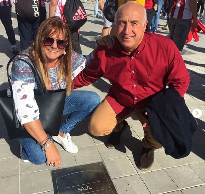 Meet Pilar Esclápez and José Antonio Ñíguez - They are Saul Niguez's Parents. Pilar and José are pictured beaming with pride for their youngest son's achievements. Elche, Spain.