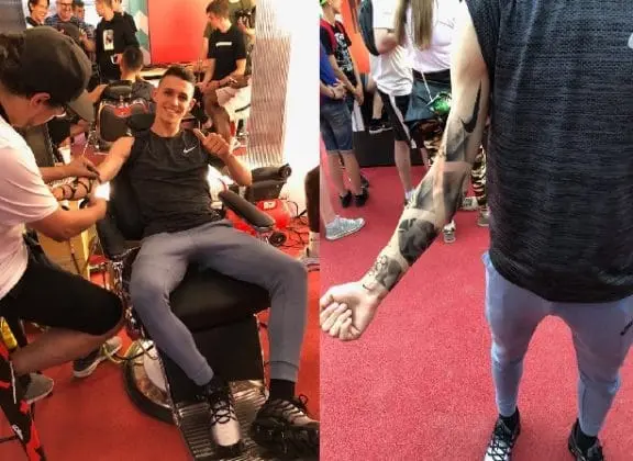 Phil Foden before and after Tattoo photos. Image Credit: Twitter.