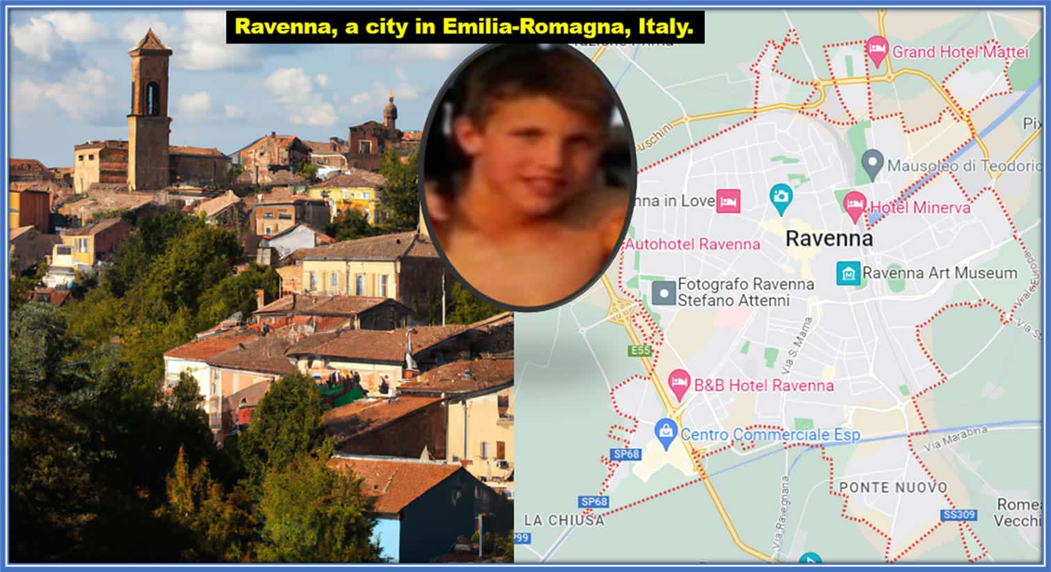 This map gallery shows you Ravenna, the town where Cesare Casadei's Parents had him.