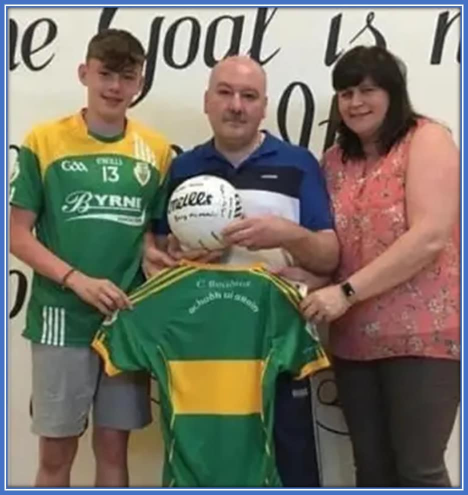 Meet Conor Bradley's Parents - Linda his Mum (left) and his Late Father, Joe Bradley (centre).