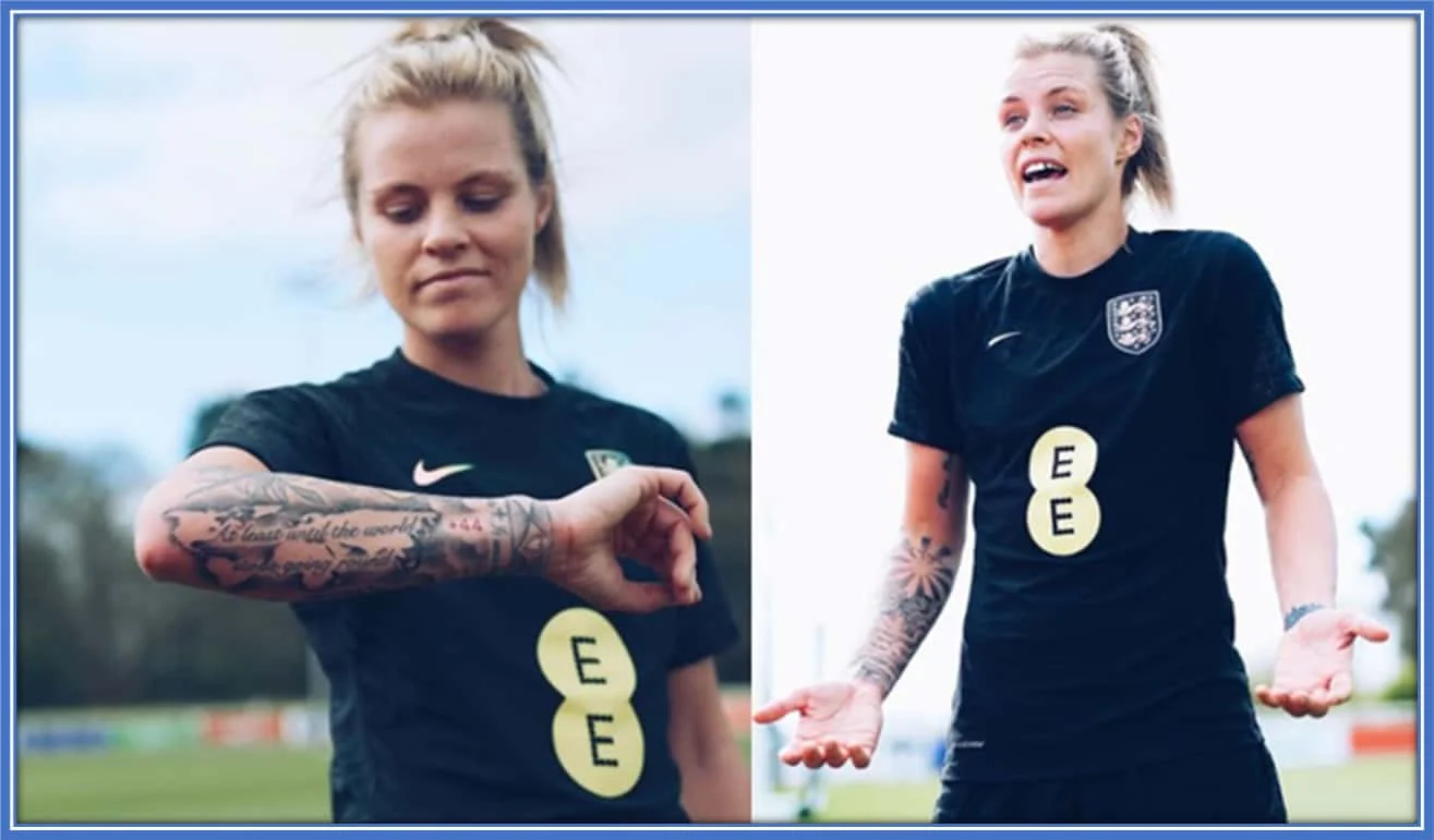 Rachel Daly Tattoo - Explained. Source: Instagram/racheldaly3.