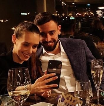 Bruno Fernandes with his girlfriend turned wife, Ana Pinho.