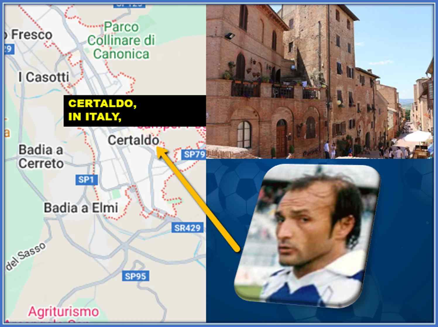 Exploring the Geographic and Ancestral Origins of Luciano Spalletti's Family Through an Intriguing Map Journey. Image Sources: Googlemap, Fbetimate.