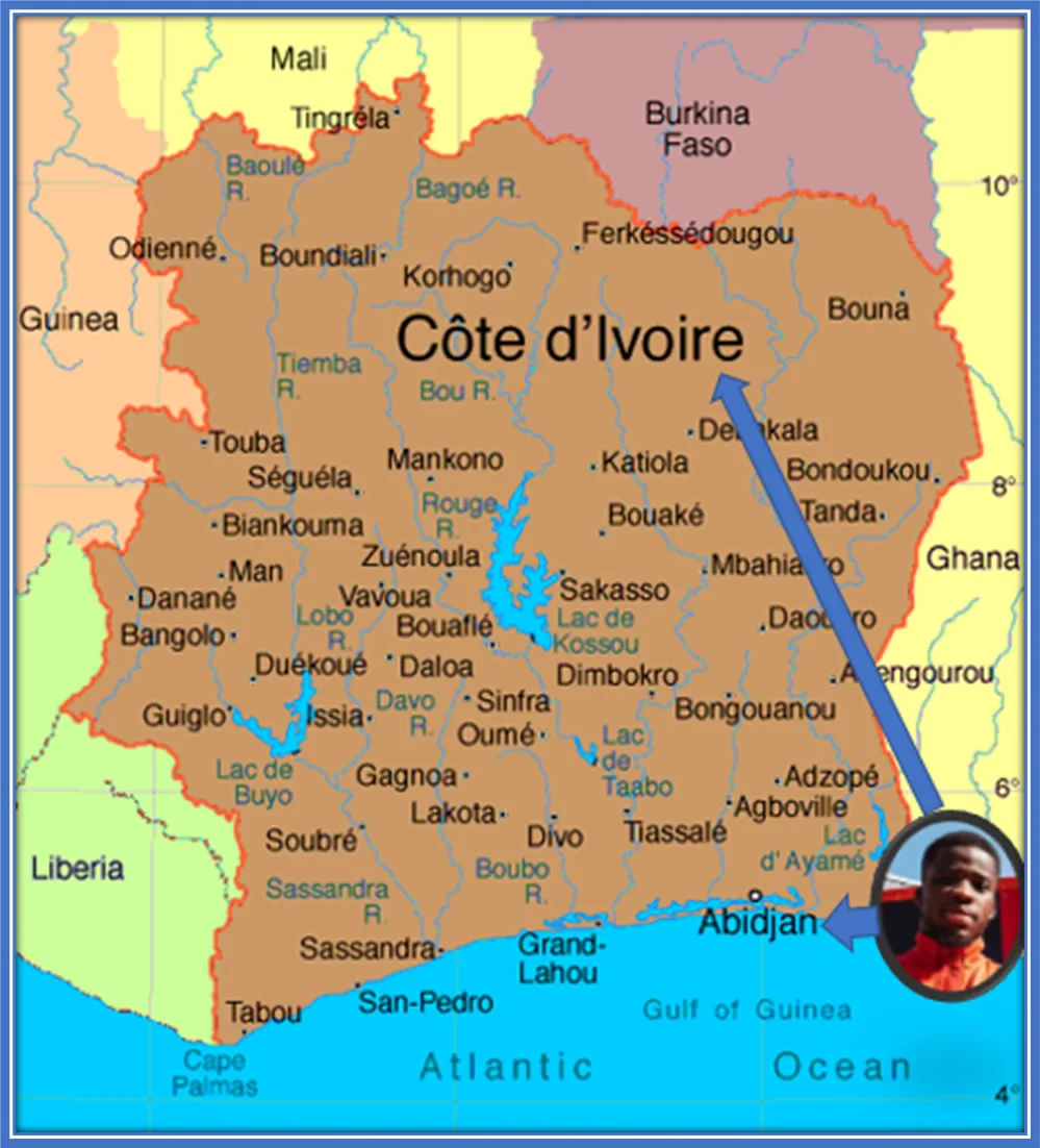 This map explains Hamed Traore's Family Origin. Image Sources: Pinterest.