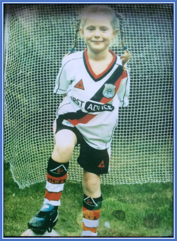 A youthful version of Keira Walsh. Her appearance makes it obvious that she enjoyed playing football as a child. Source: Instagram/keirawalsh.