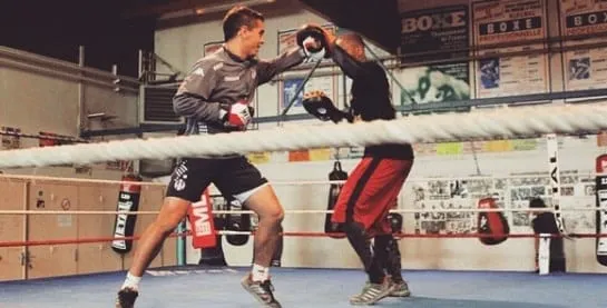 The Striker was pictured here engaging in boxing with an opponent.