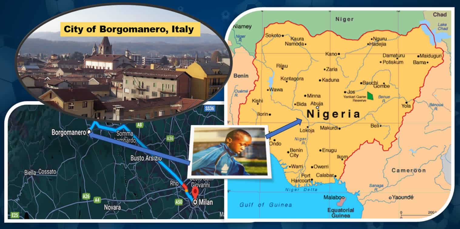 This map will help you understand Michael Kayode’s origin and where the Right Back family originated. Credit: Google Maps, Wikipedia and Google Maps.