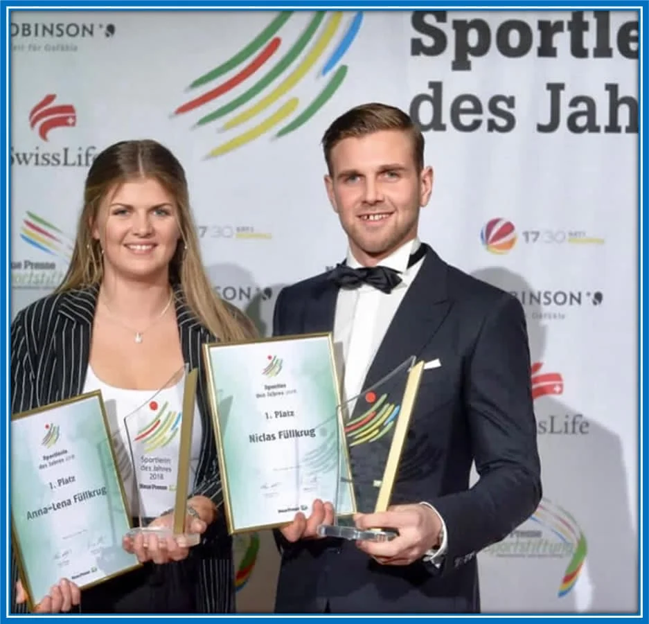 Anna-Lena Fullkrug and her brother Niclas won the Athlete of the Year award in their hometown, Hannover. Credit: Instagram/niclas.fuellkrug24.