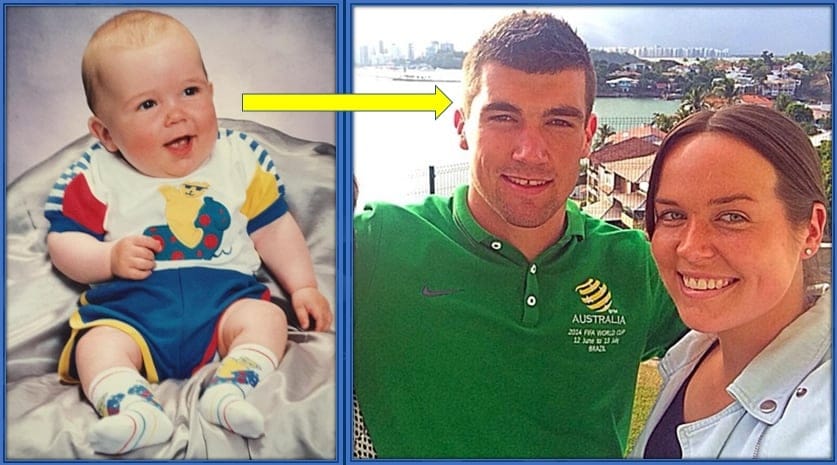 Mathew Ryan is pictured here as a happy baby. Together with Megan, both had splendid childhood moments