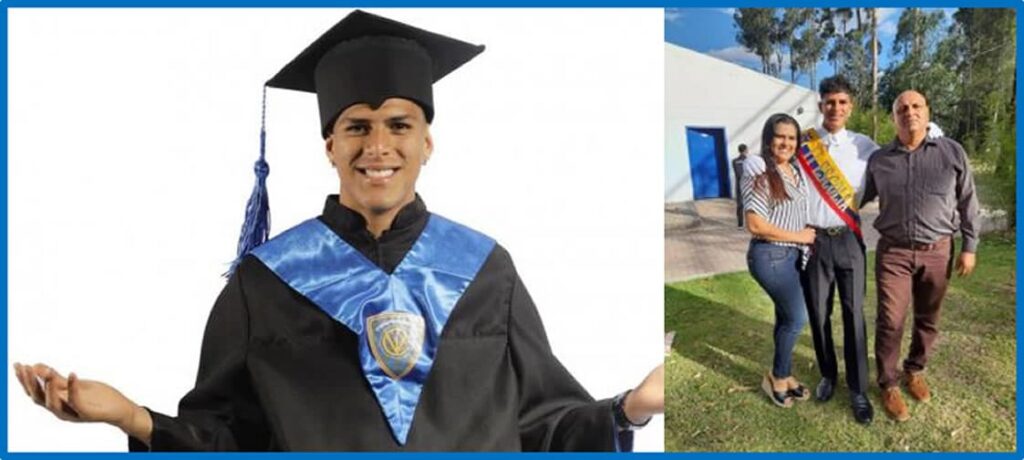 Piero Hincapie' Parents with their last child at his graduation ceremony. Images: lacancha