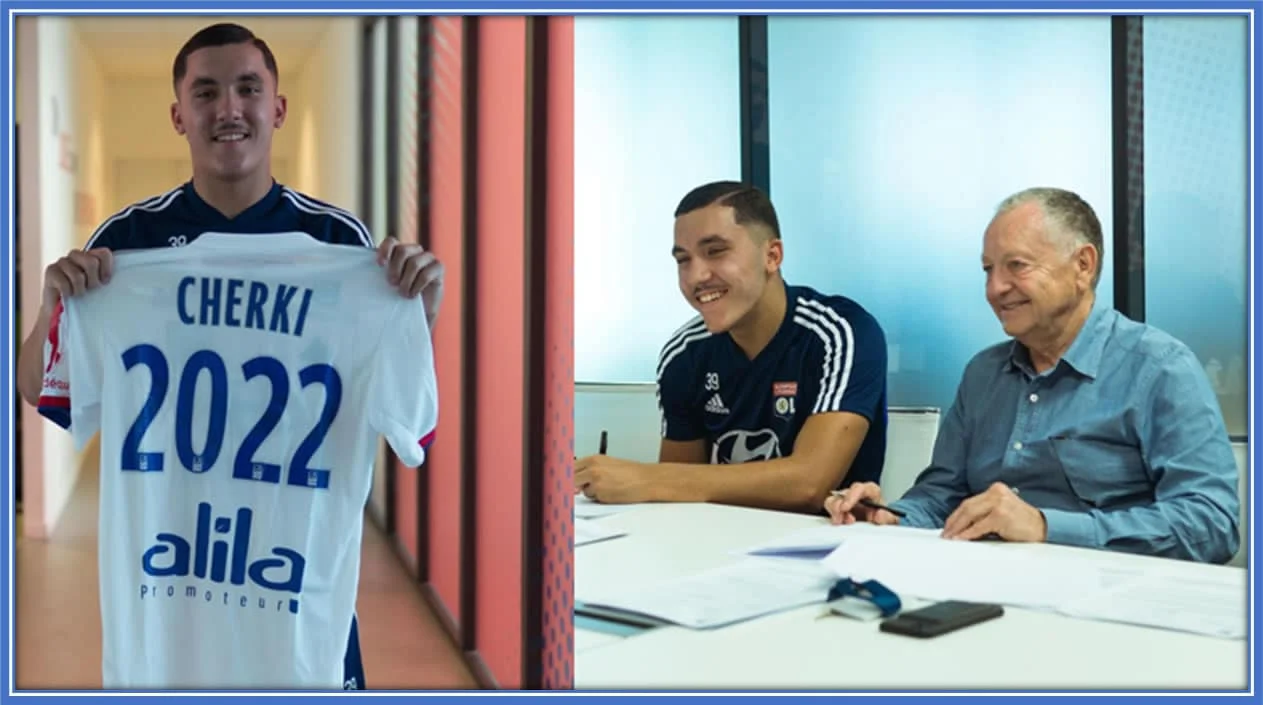 Here, Rayan Cherki signed his first contract with Olympique Lyonnais. Credit: Instagram/rayan_cherk.