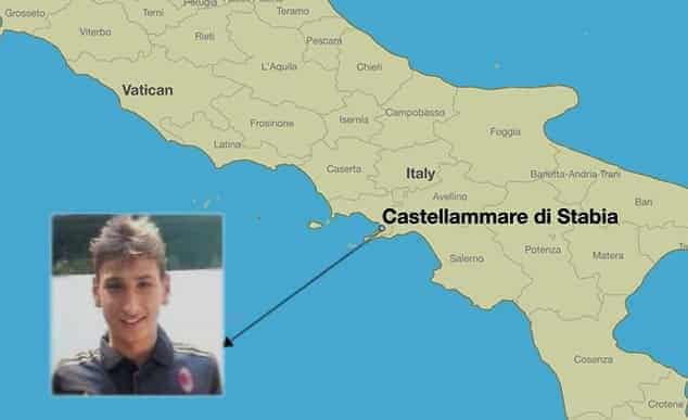 Where it all began: A map showcasing the picturesque town of Castellammare di Stabia, the birthplace of football sensation Gianluigi Donnarumma.