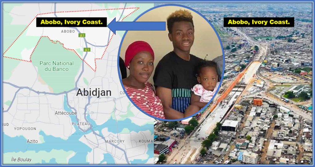 Simon Adingra's family have their origins in Abobo, a northern suburb of Abidjan. This city covers an area of 6,925 hectares (69.25 km²) and is home to approximately 1.3 million people and a huge population density of 193 inhabitants per hectare. Credit: TheAthletic, Besix.