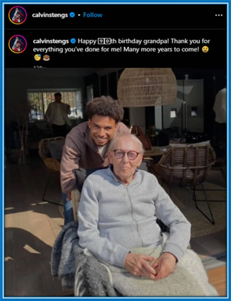 Calvin Stengs’s Heartwarming happy birthday wishes Reflect the Cherished Bond Between him and Grandpa. Credit: Instagram/@calvinstengs.