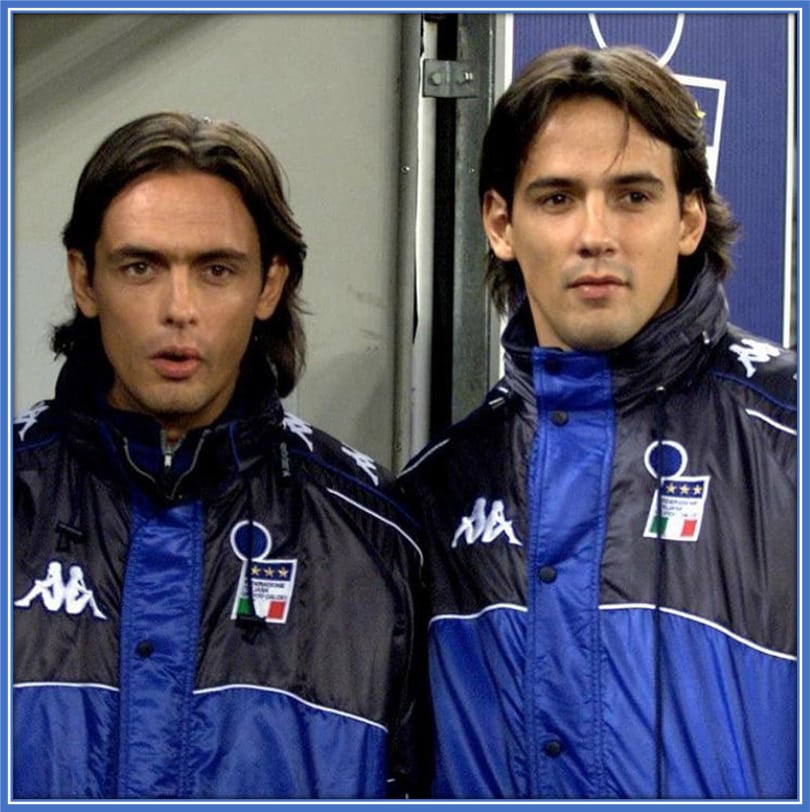 Striking force: The Inzaghi brothers, Filippo and Simone (who excelled with their speed and mastery of the offside trap), once became the best Italy had to offer in attack. Source: Source: pippoinzaghi/Instagram.