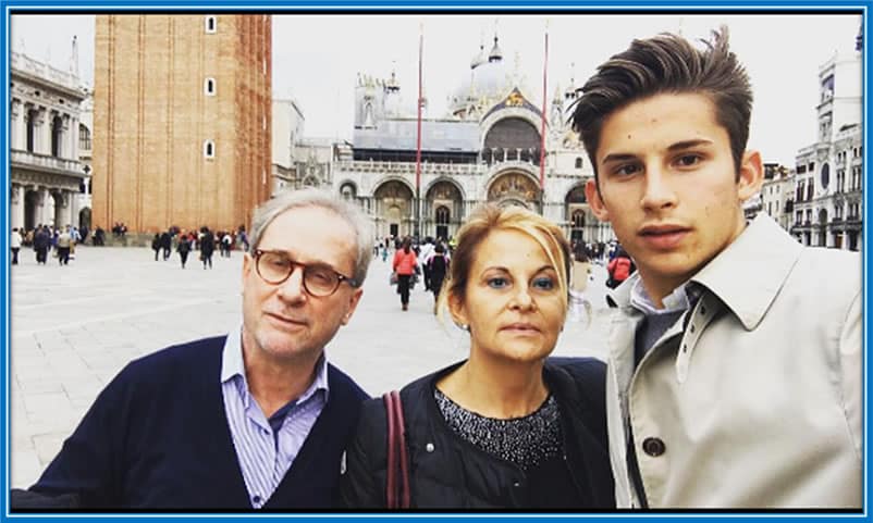 Meet Guglielmo Vicario's parents, Michael and Monica, and their son. Picture Source: Instagram/guglielmovicario.