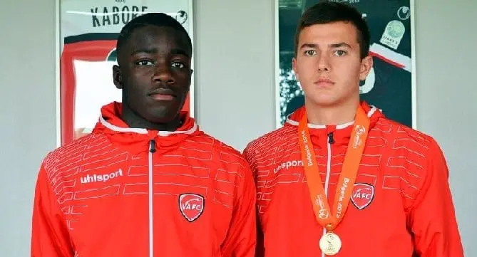 The young lad pictured (left) enjoyed his time with Valenciennes. Here, he was pictured at the club's training center. Credit: FranceBleu