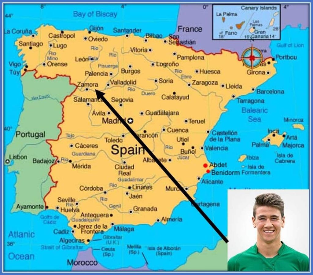 The map of Spain shows Simon's Place of Origin.