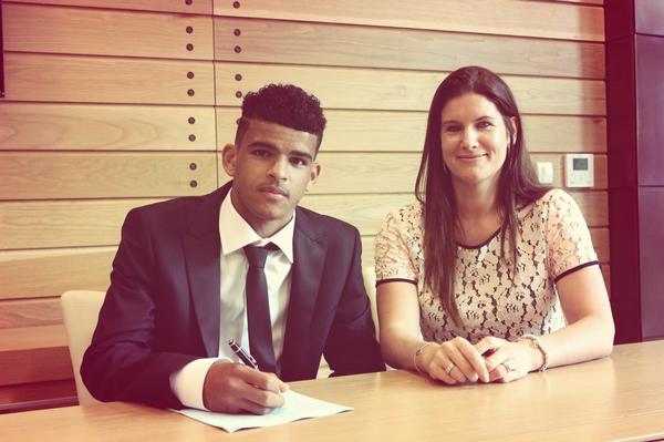 Dominic Solanke with his resilient mother, who stood by him through tumultuous times, as he signs his coveted professional contract.