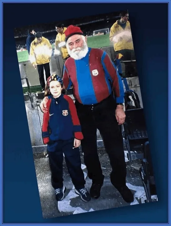 A kid picture of Alexia with the famous Barca's granddad.