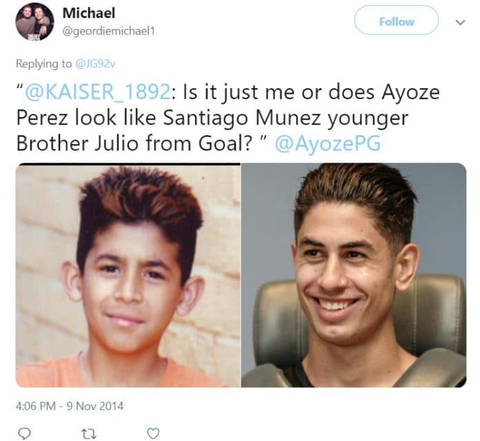 Doppelgänger Alert: A youthful Santiago Munez snapshot leaves fans and bloggers doing a double-take, mistaking him for a young Ayoze Pere