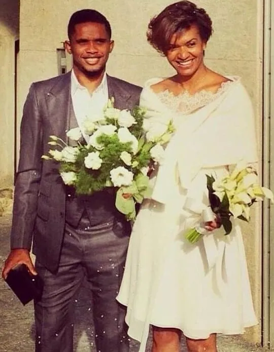 Samuel Eto'o and Georgette Tra Lou's wedding photo.