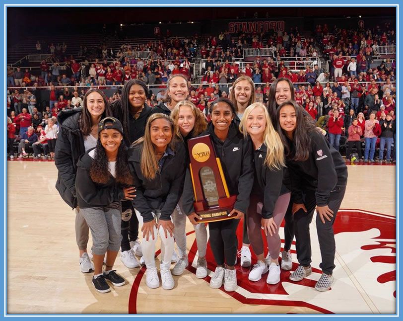 Catarina and her team after winning the NCAA national championship award. Source: Instagram@Catarina_Macario