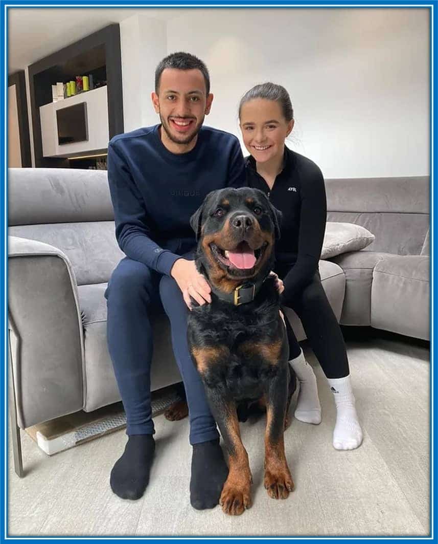 Meet Dwight McNeil's Girlfriend, Megan Sharpley, alongside their dog, Knox.