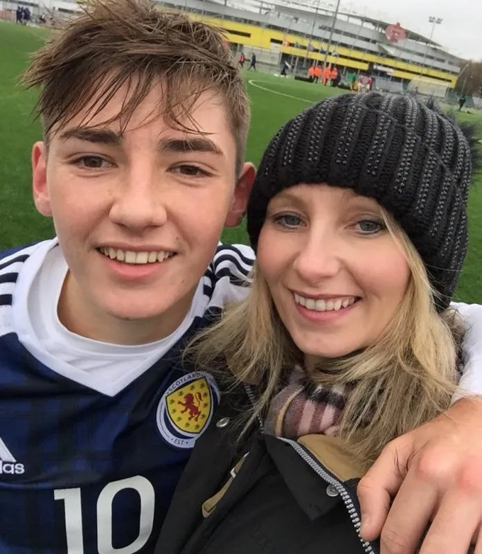 Billy Gilmour with his mother Carrie. Image Credit: Twitter.