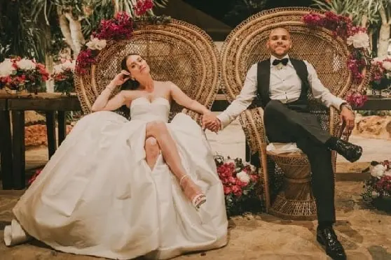 Martin Braithwaite and Anne-Laure Louis' wedding photo.