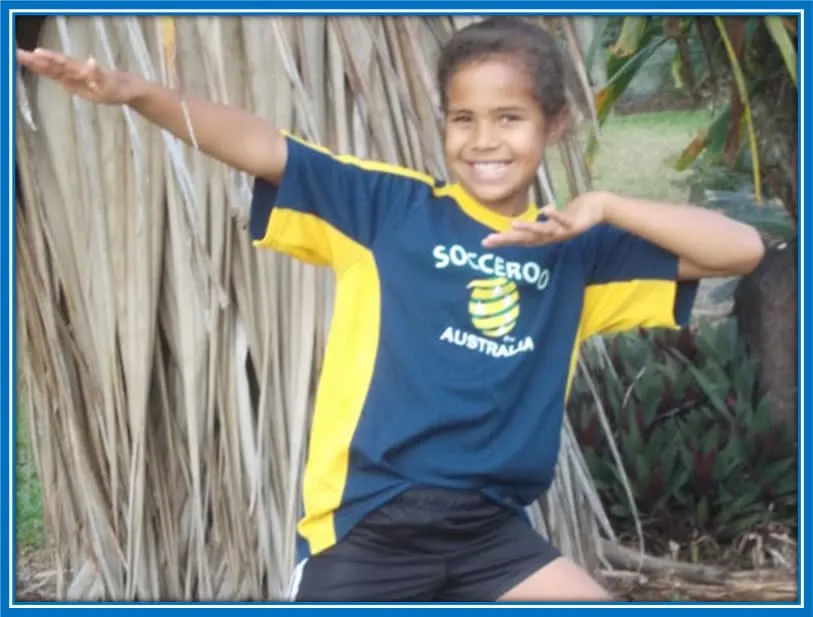 Here is the young Australian soccer star during her childhood.