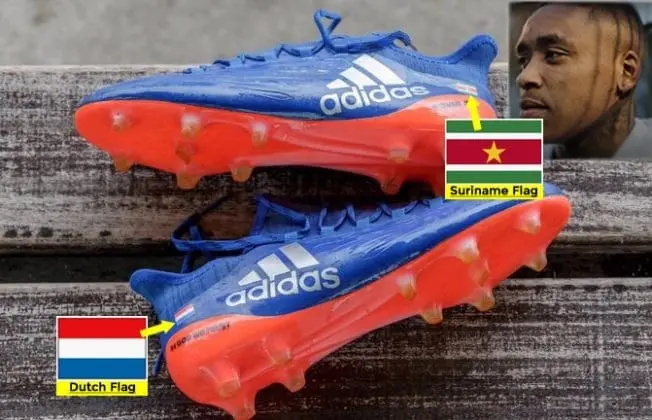 Having the Suriname Flag on one of his boots shows how much the Dutch footballer honours his parents.