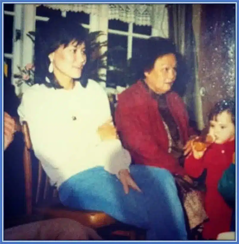 This is Joni pictured alongside her Mum who is Matt Doherty's Grandmother. From the photo, you can spot Granny's Asian looks.