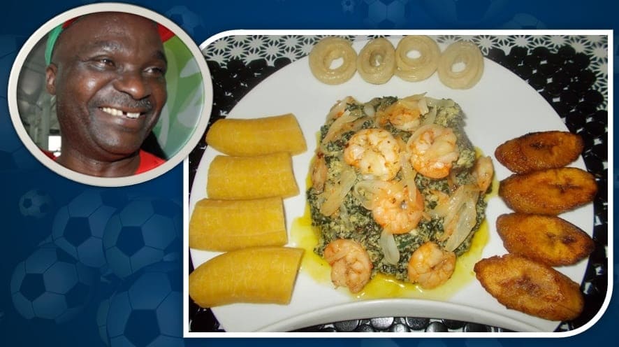 The Old Lion's favourite food is Plantain and Ndolé, a Cameroonian dish consisting of stewed nuts and shrimp.