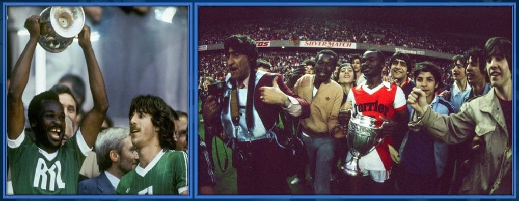 Some of Roger Milla's trophies - while playing his football in France.