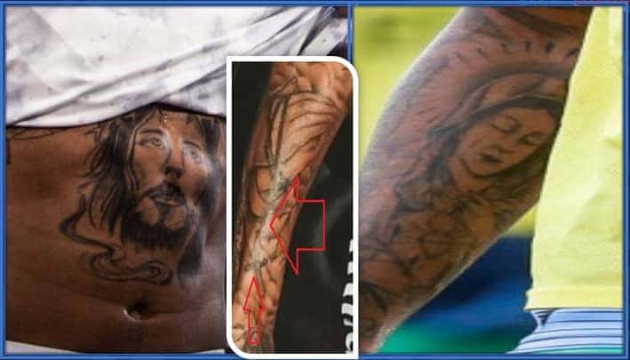 You can easily guess Eder Militao's Religion by his Tattoos.